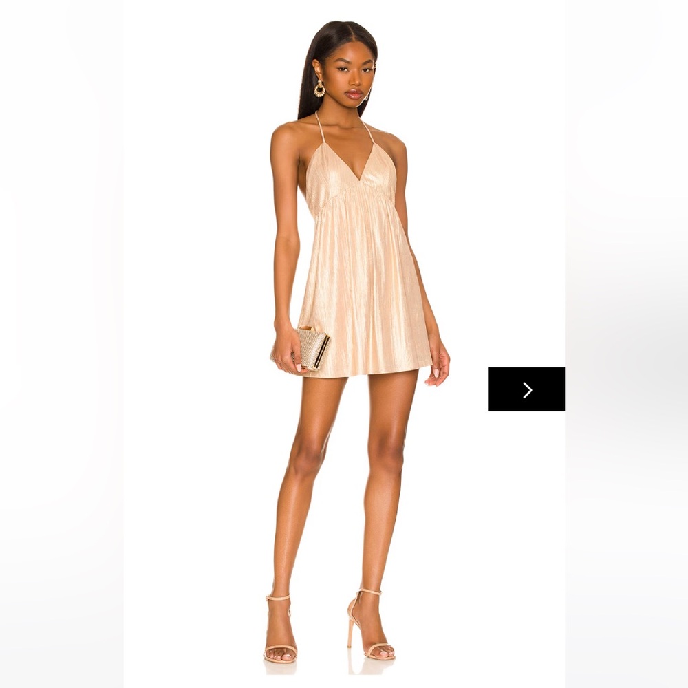 Superdown Margo Halter Shift Dress in Champagne